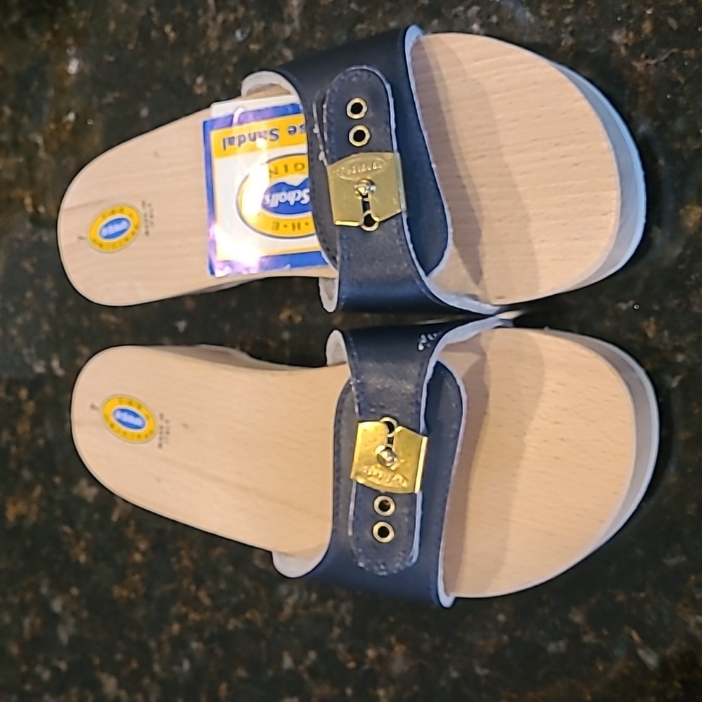 Vintage doctor scholl's exercise sandals 7m Italy Navy Y2k - Picture 12 of 12